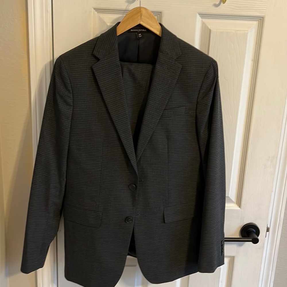 Banana Republic Grey Check Slim Fit Suit